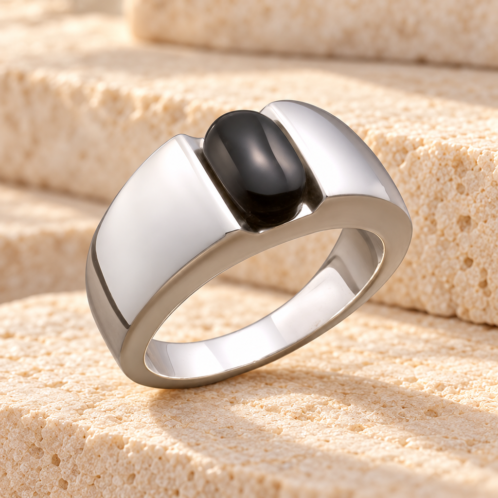 Men's 14k White Gold Simply Sable Ashes Ring — main — evr6350mwg