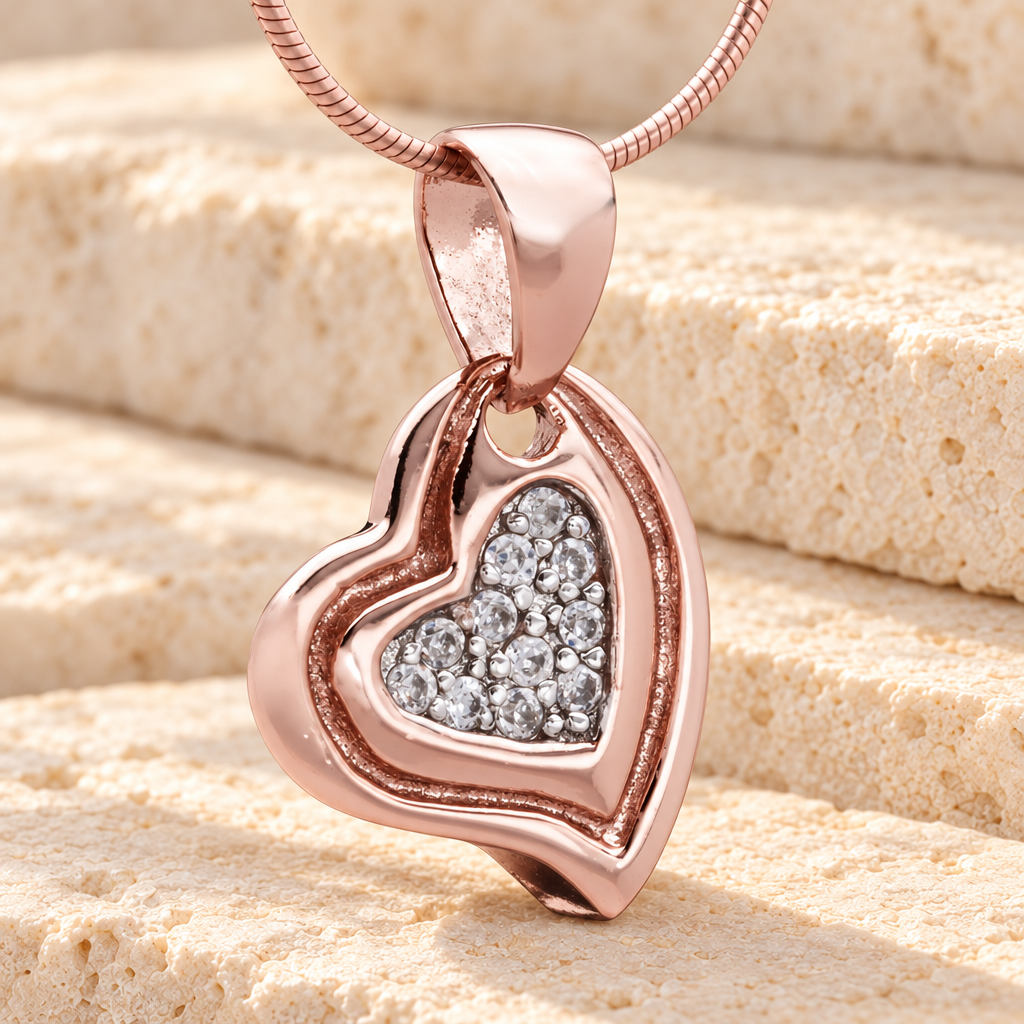 Rose Gold Delighted Heart Cremation Jewelry — main — evr6471rg