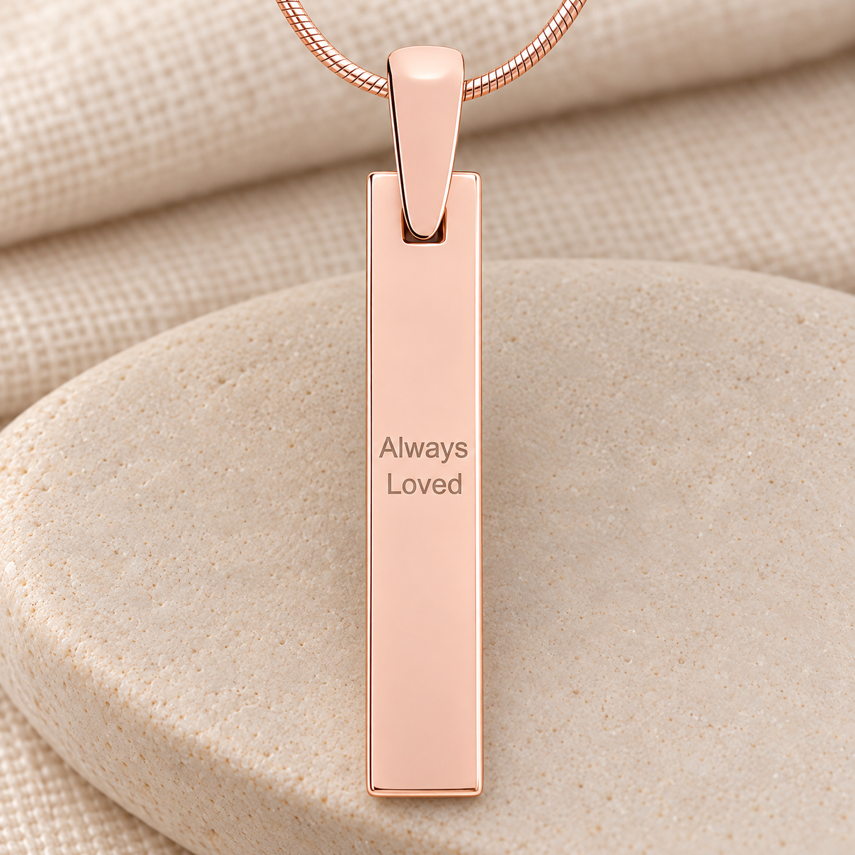 Barred Rose Gold Plated Fingerprint Necklace — rear engraving — evr4732rg