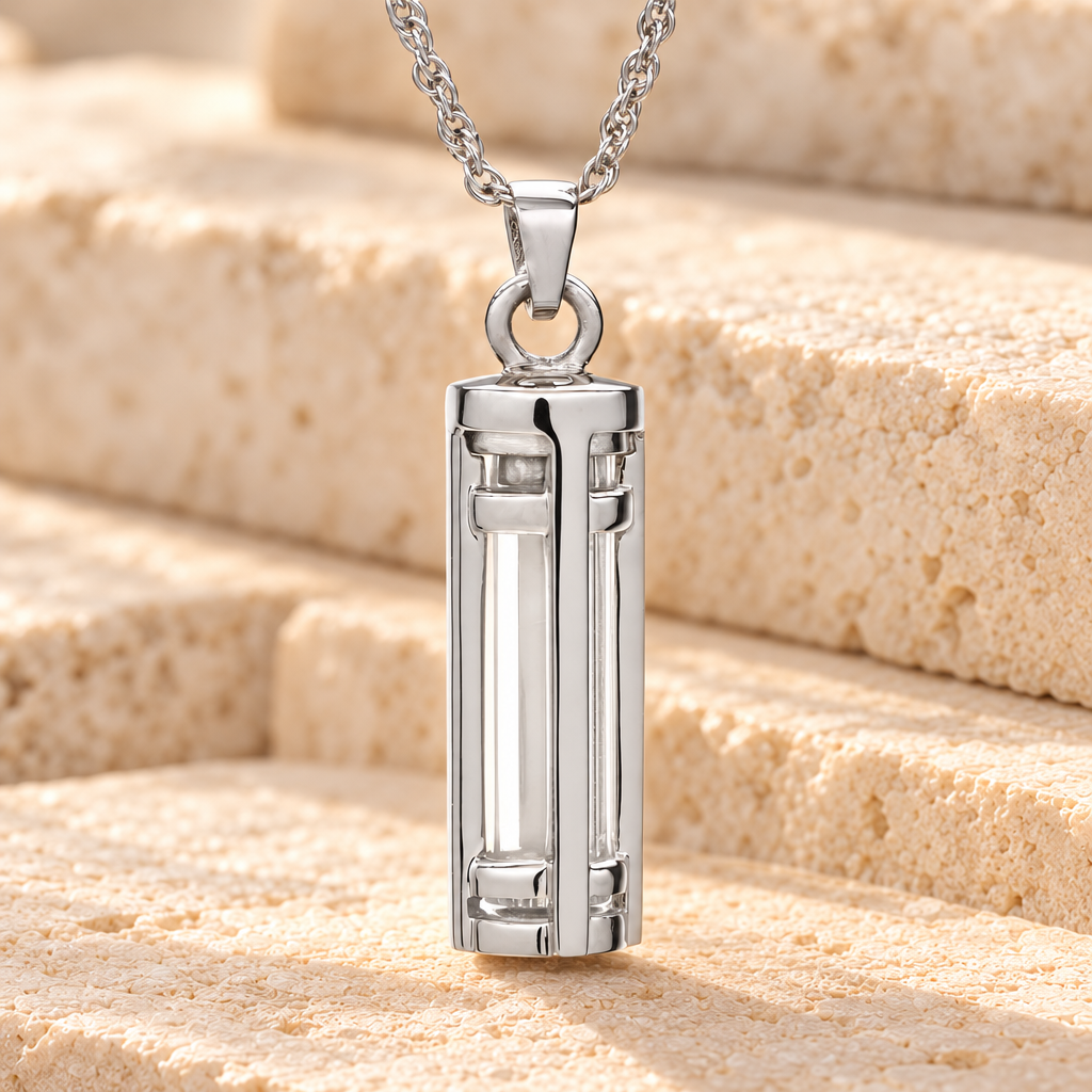 14K White Gold Fulfillment Cylinder Memorial Pendant — main product image