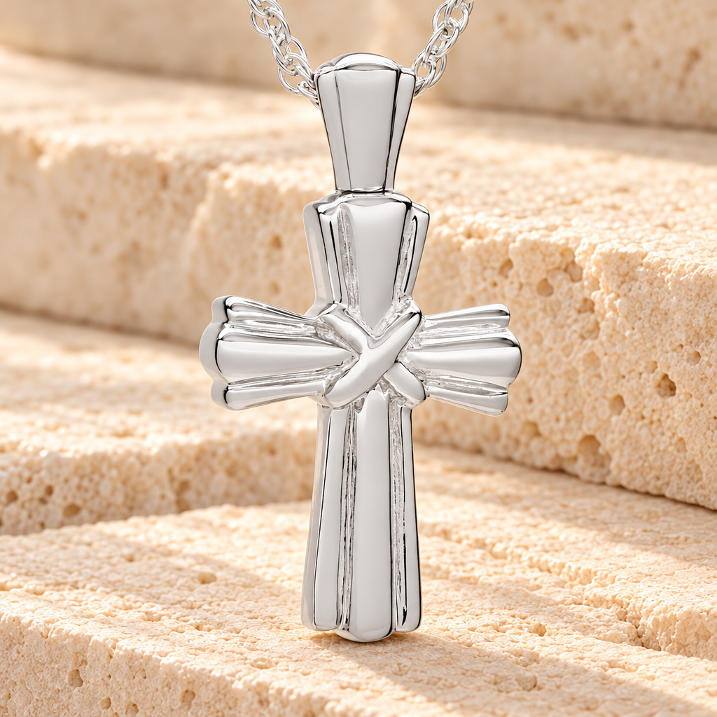 Sterling Antique Wrapped Cross Cremation Keepsake — main — evr169ss