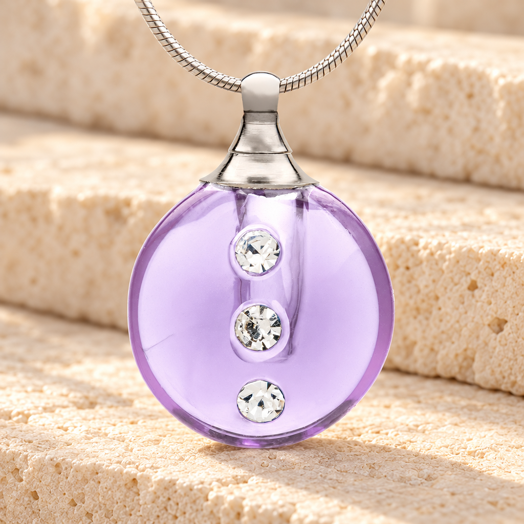 Glass Locket Violet Stability Remembrance Jewelry — main — evr2506