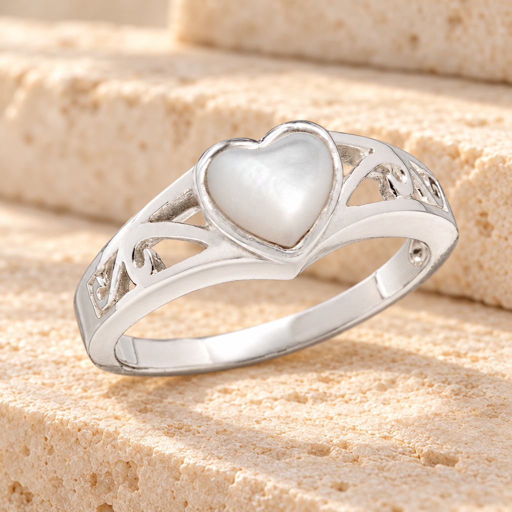 Women's White Gold Mother of Pearl Cremation Ring — main — evr6352mopwg