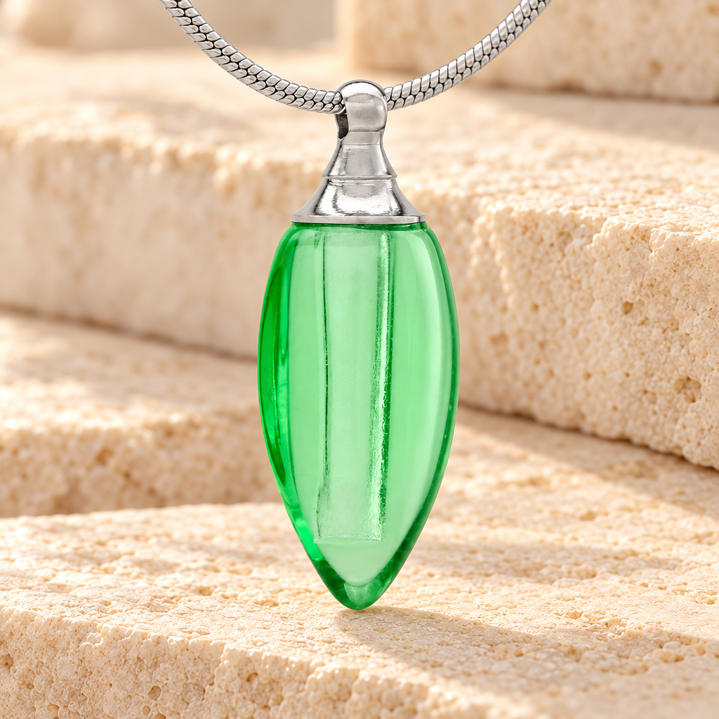 Glass Locket Green Tears Cremation Jewelry — main — evr2529gr