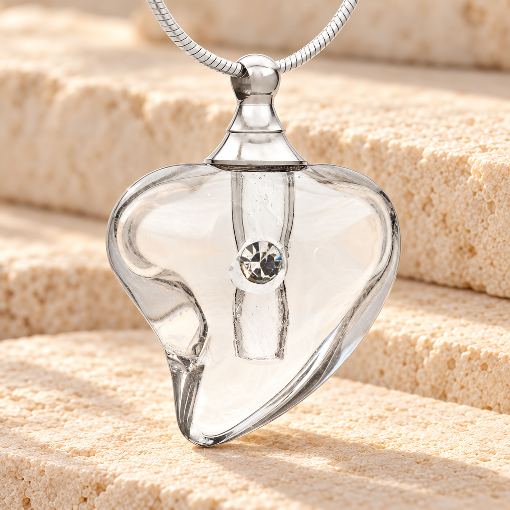 Glass Locket Clear Lovely Cremation Jewelry — main — evr2527