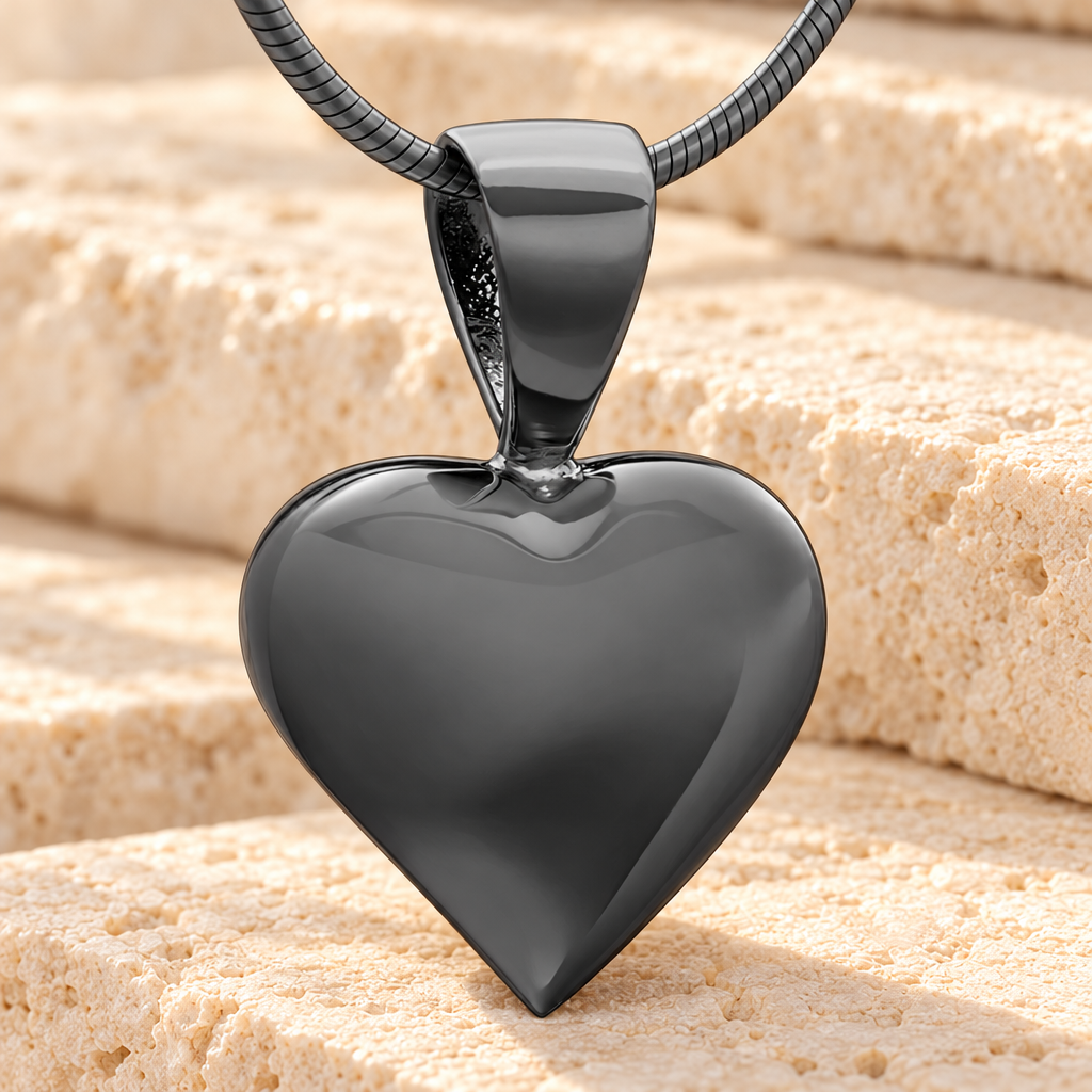 Black Caring Heart Cremation Jewelry — main — evr6459b