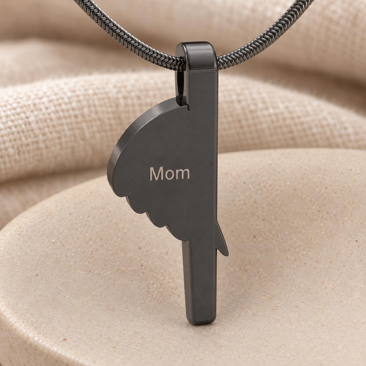 Black Inspiration Forever Sealed Memorial Jewelry — rear engraving — evr6194bfs