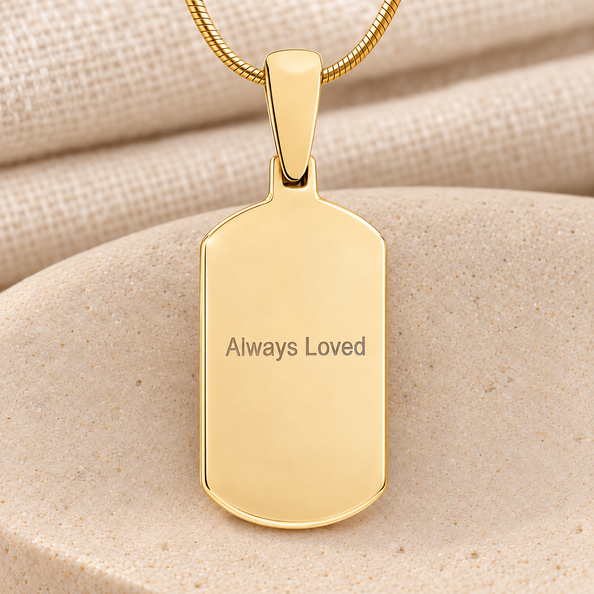Solid 14k Gold Dog Tag Fingerprint Necklace — rear engraving — evr4708kg