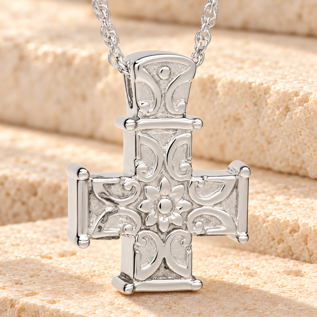 Silver Companion Memory Cross Funeral Jewelry — main — evr723ss