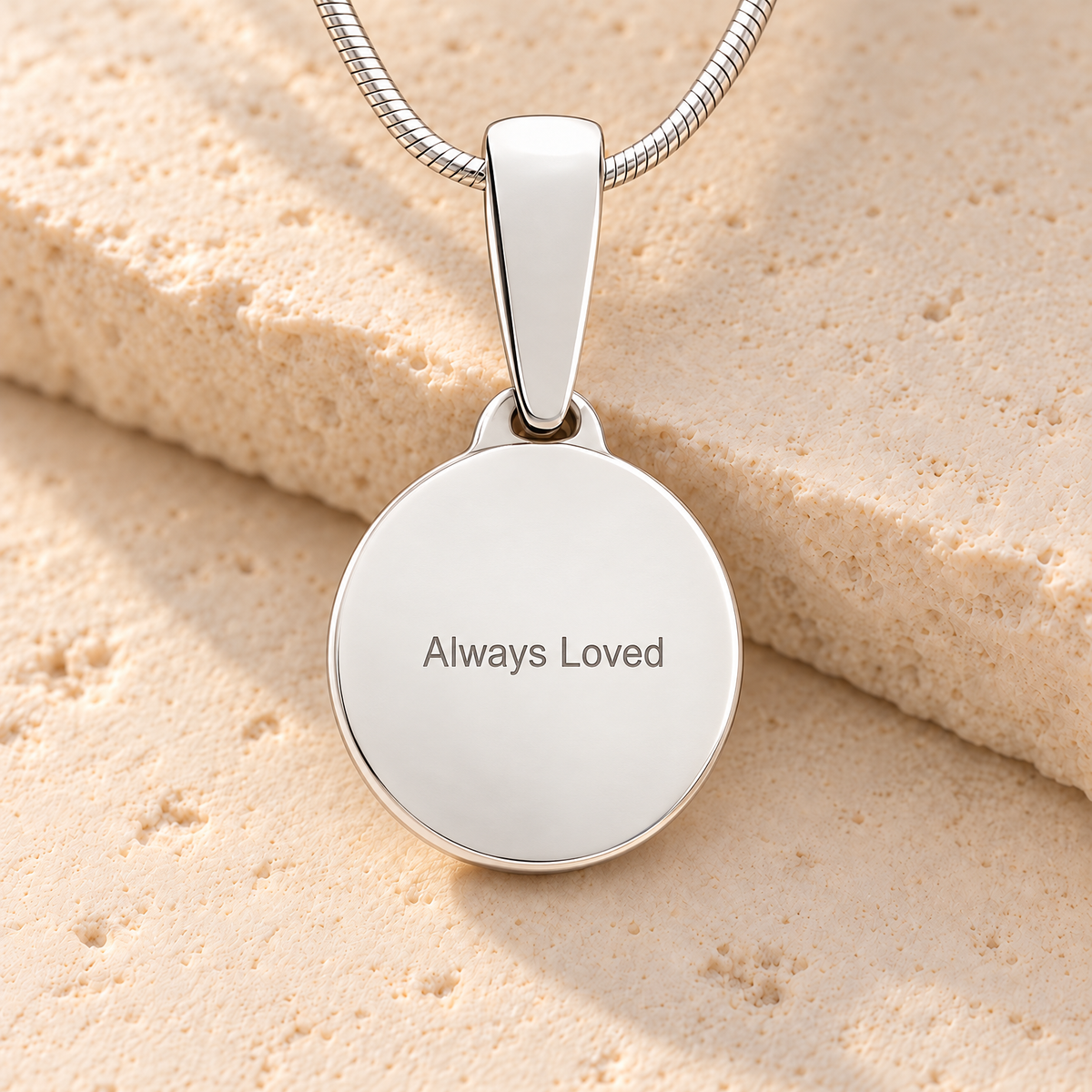 Love You To The Moon Silver Fingerprint Necklace — rear engraving — evr4716ss