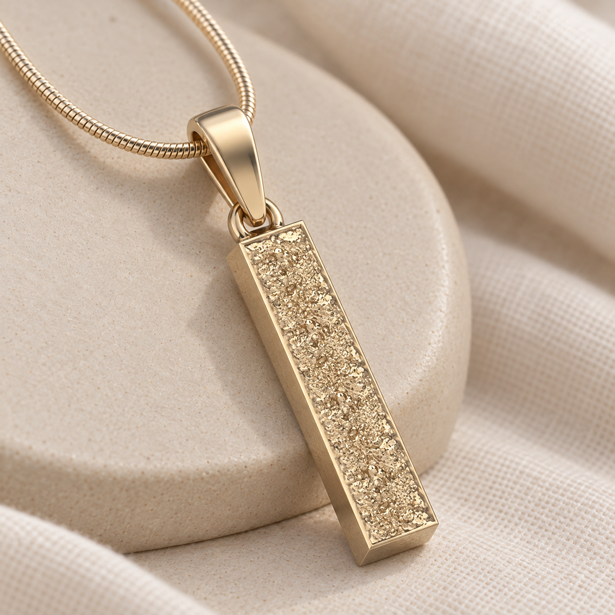 Solid 14k Gold Textured Cylinder Forever Sealed Memorial Jewelry — alternate view — evr20052kgfs