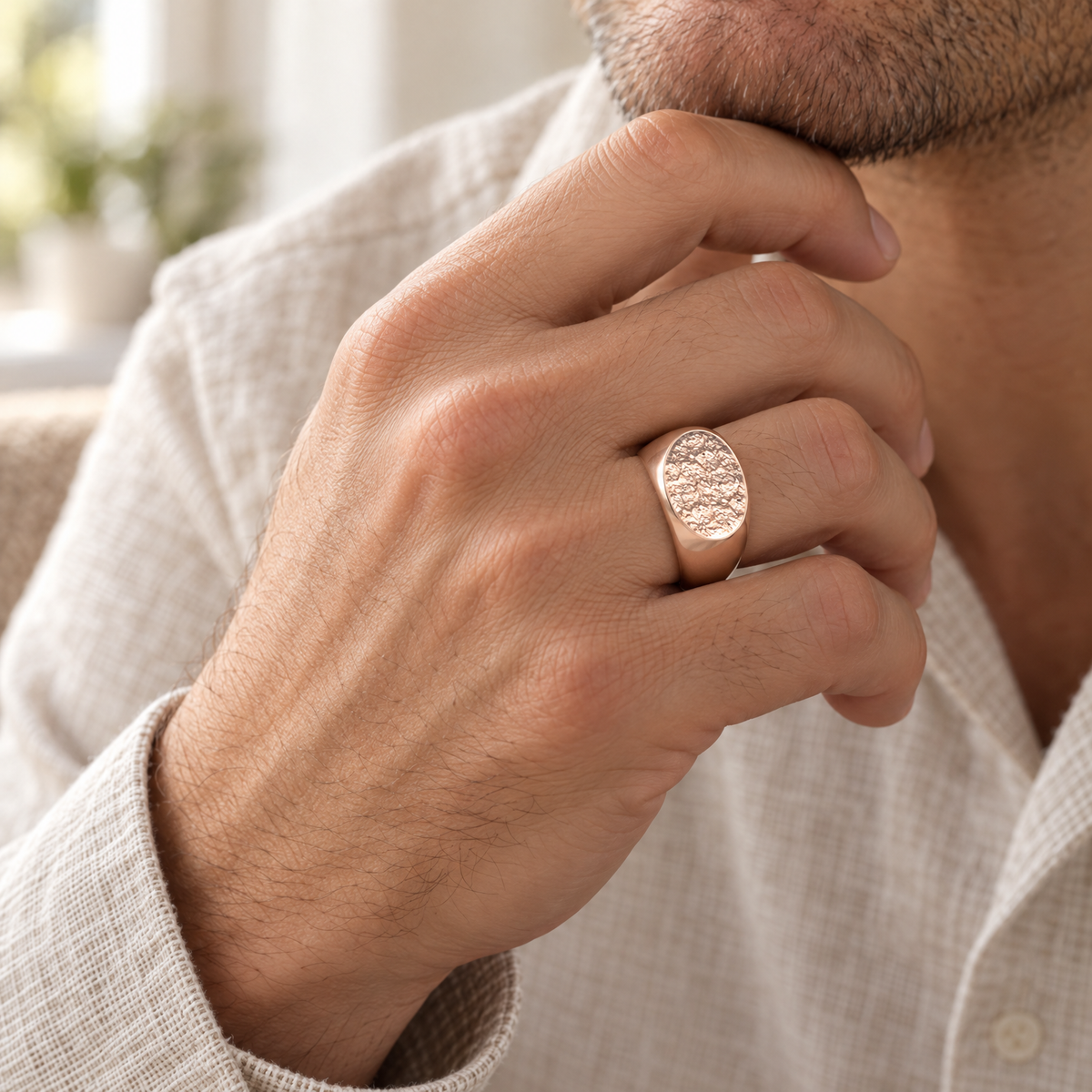 Solid 14K Rose Gold Men's Signet Forever Sealed Memorial Ring — lifestyle — evr20040krgfs