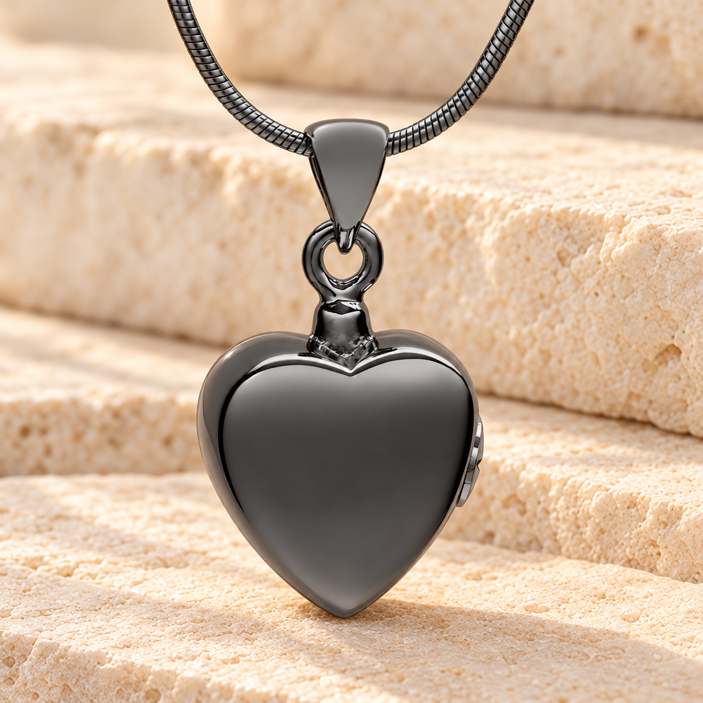 Black Simple Heart Cremation Jewelry — main — evr6447b