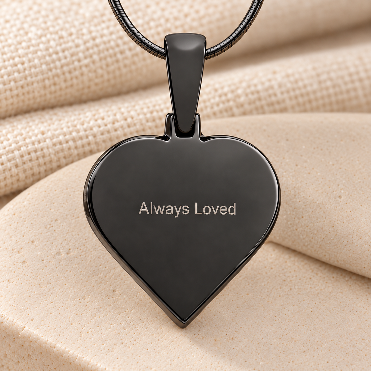 Black Plated Two Fingerprint Heart Fingerprint Necklace — rear engraving — evr4726bl