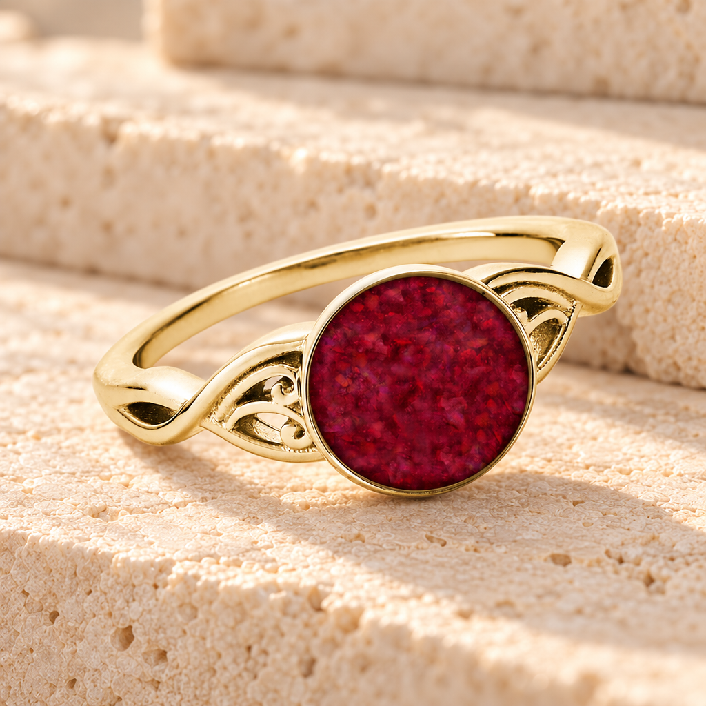 Solid 14K Gold Women's Katina Ash Ring with Scarlet Pearl Opal — main product image