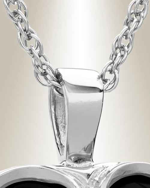 14K White Gold Onyx Innocent Heart Cremation Pendant