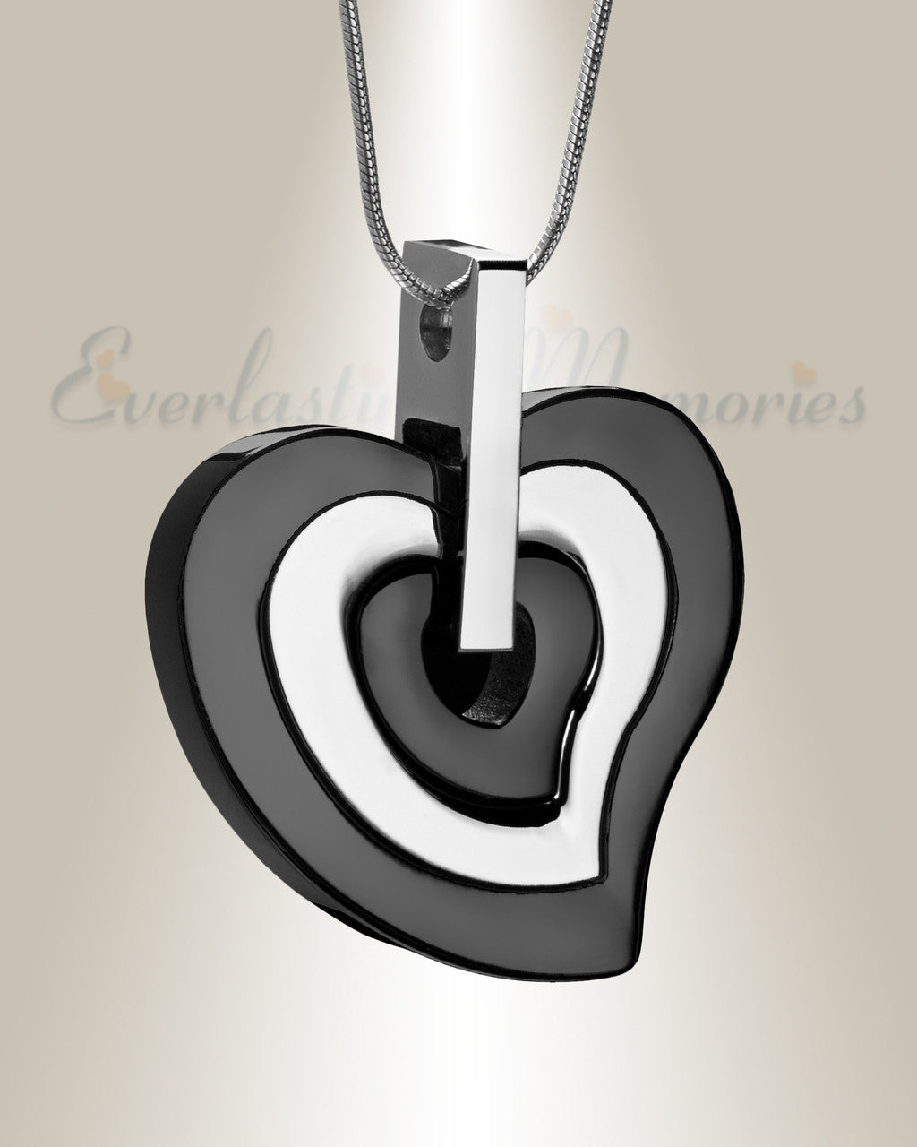 Black and Silver Sincere Heart Urn Pendant