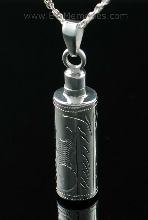 Etched Cylinder Funeral Jewelry