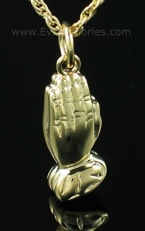 14K Gold Plated Praying Hands Memorial Locket