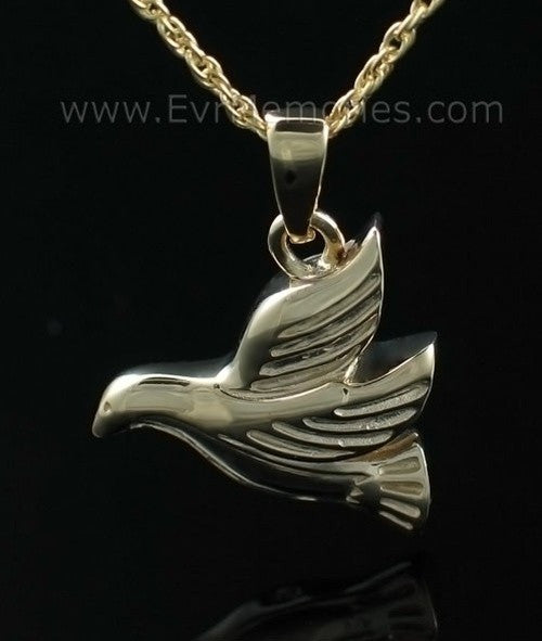 Dove Flying Urn Keepsake - 14K Gold Plated over Sterling Silver