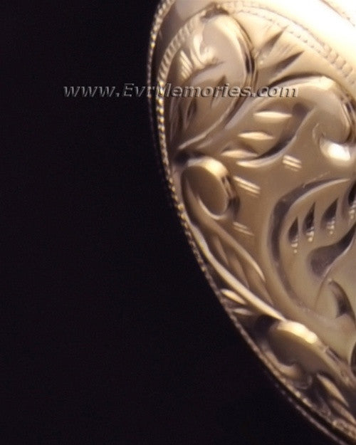 Etched Heart Jewelry Urn -14K Gold Plated