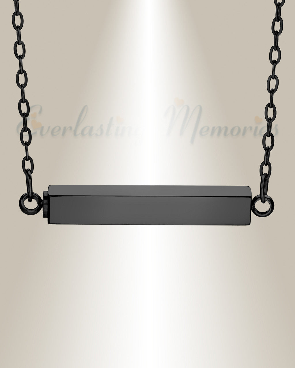 Black Finished Plain Stainless Steel Bar Cremation Necklace