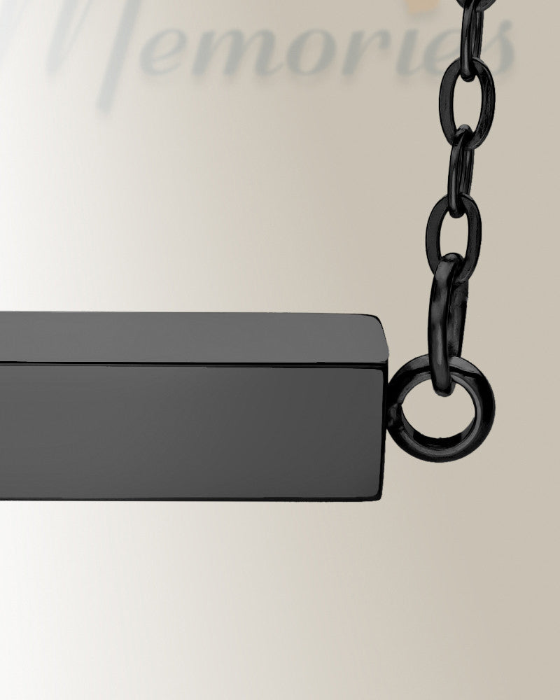 Black Finished Plain Stainless Steel Bar Cremation Necklace