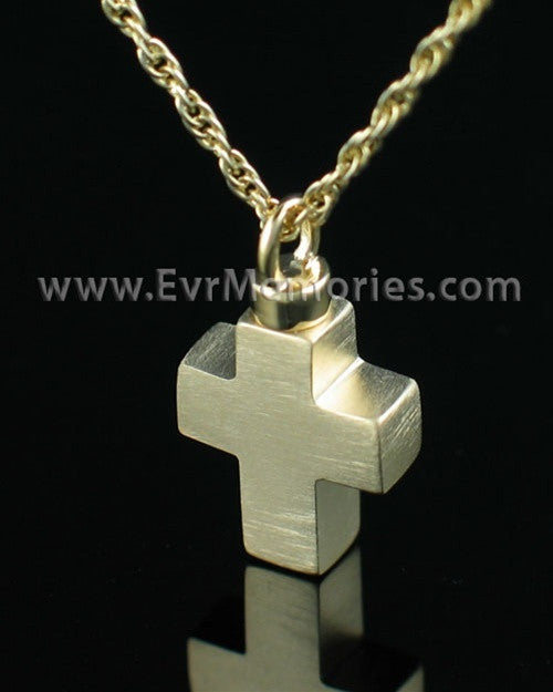 14K Gold Plated Mini Cross Cremation Urn Keepsake