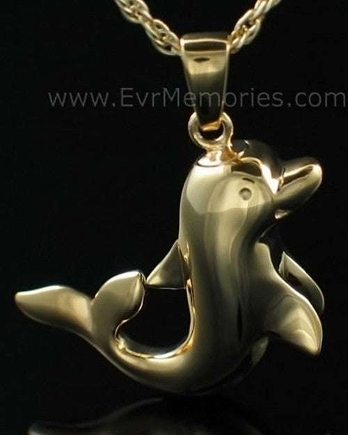 14K Gold Plated Dolphin Cremation Urn Keepsake