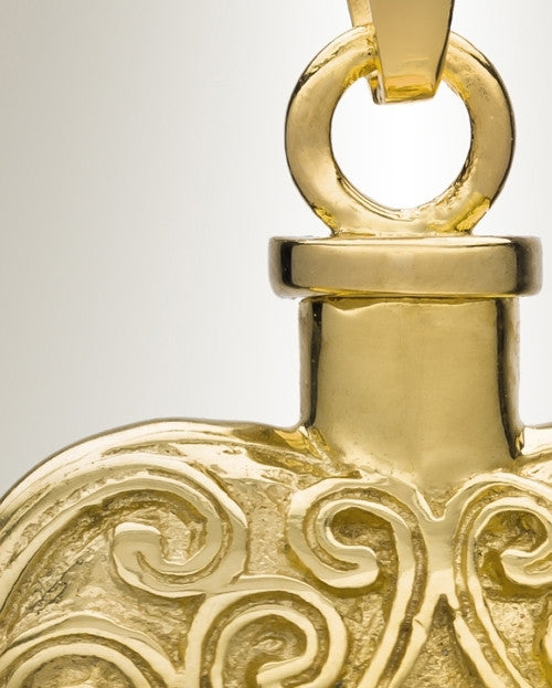 14K Gold Plated Filigree Love Heart Cremation Keepsake