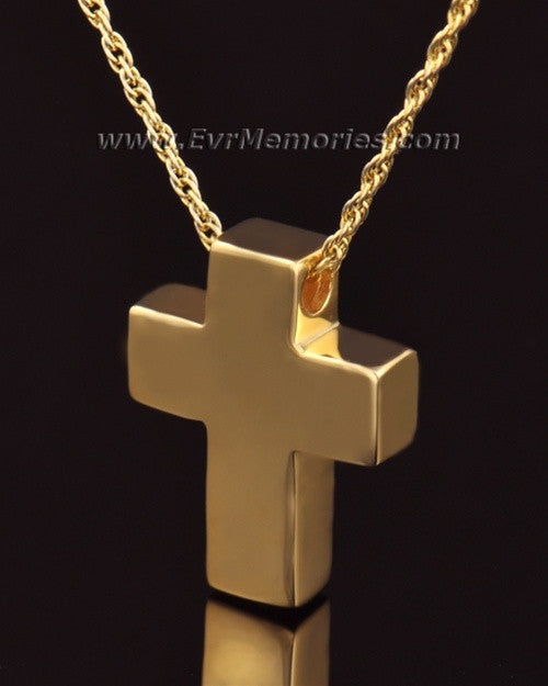 Sliding Cross 14k Gold Memorial Locket