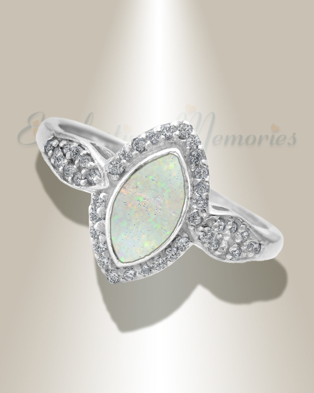 Women's Sterling Silver Sanctuary Ash Ring with Crushed Cream Opal