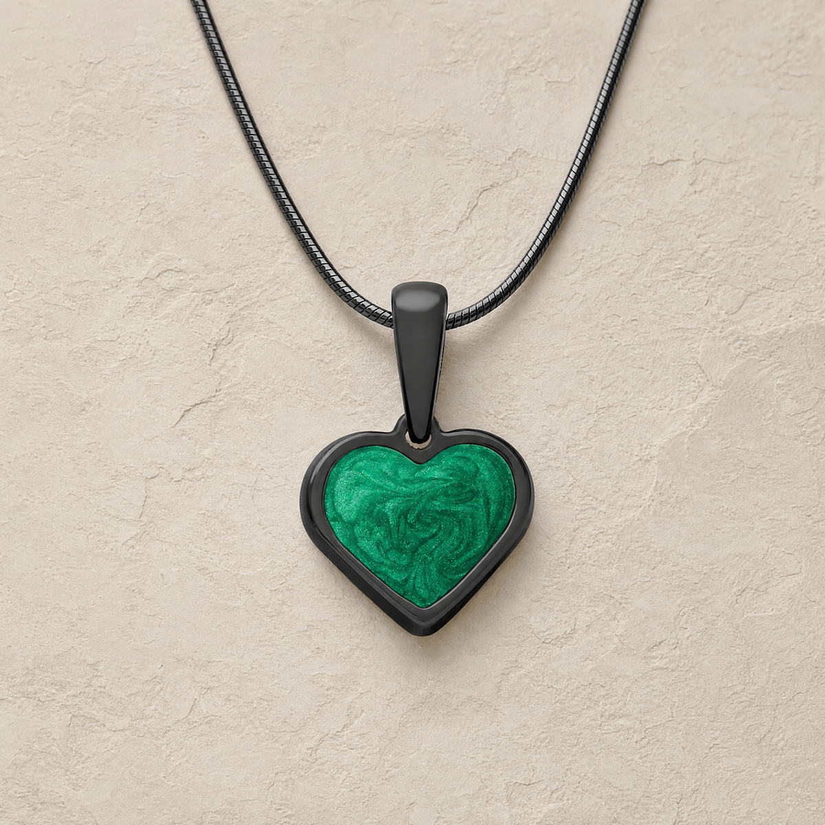 Black Finish Clever Heart Ash Resin Jewelry