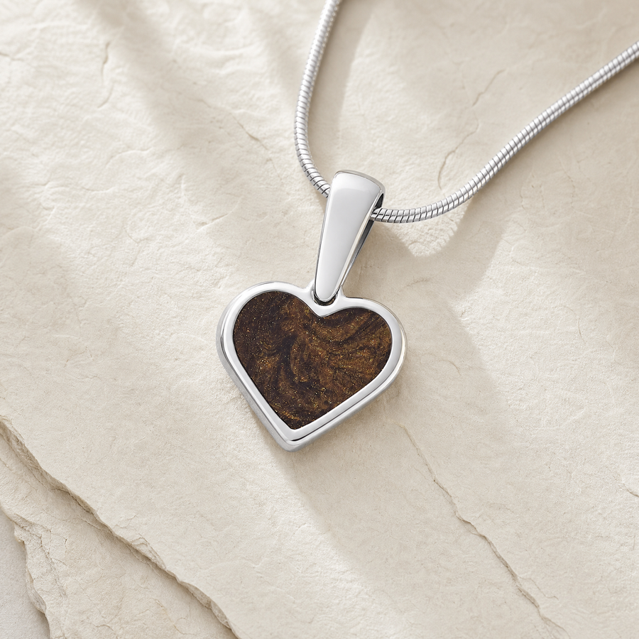 Solid 14K White Gold Winnipeg Heart Ash Resin Jewelry