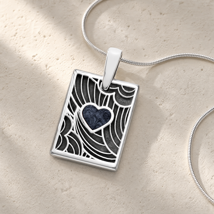 Silver Slate Heart Rectangular Ash Resin Jewelry