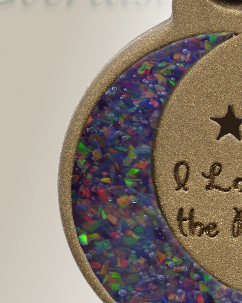 Love You To The Moon Bronze Finish with Black Flame Opal Ash Resin Jewelry