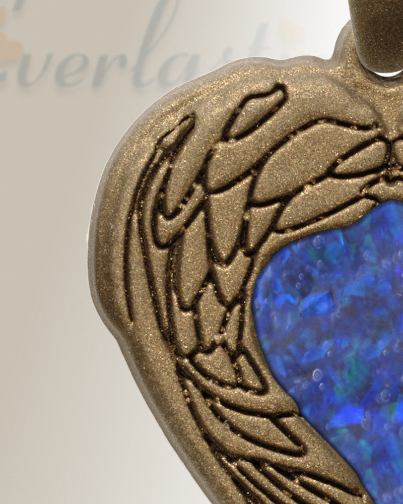 Paradise Bronze Finish Heart with Opal Blue Waters Ash Resin Jewelry