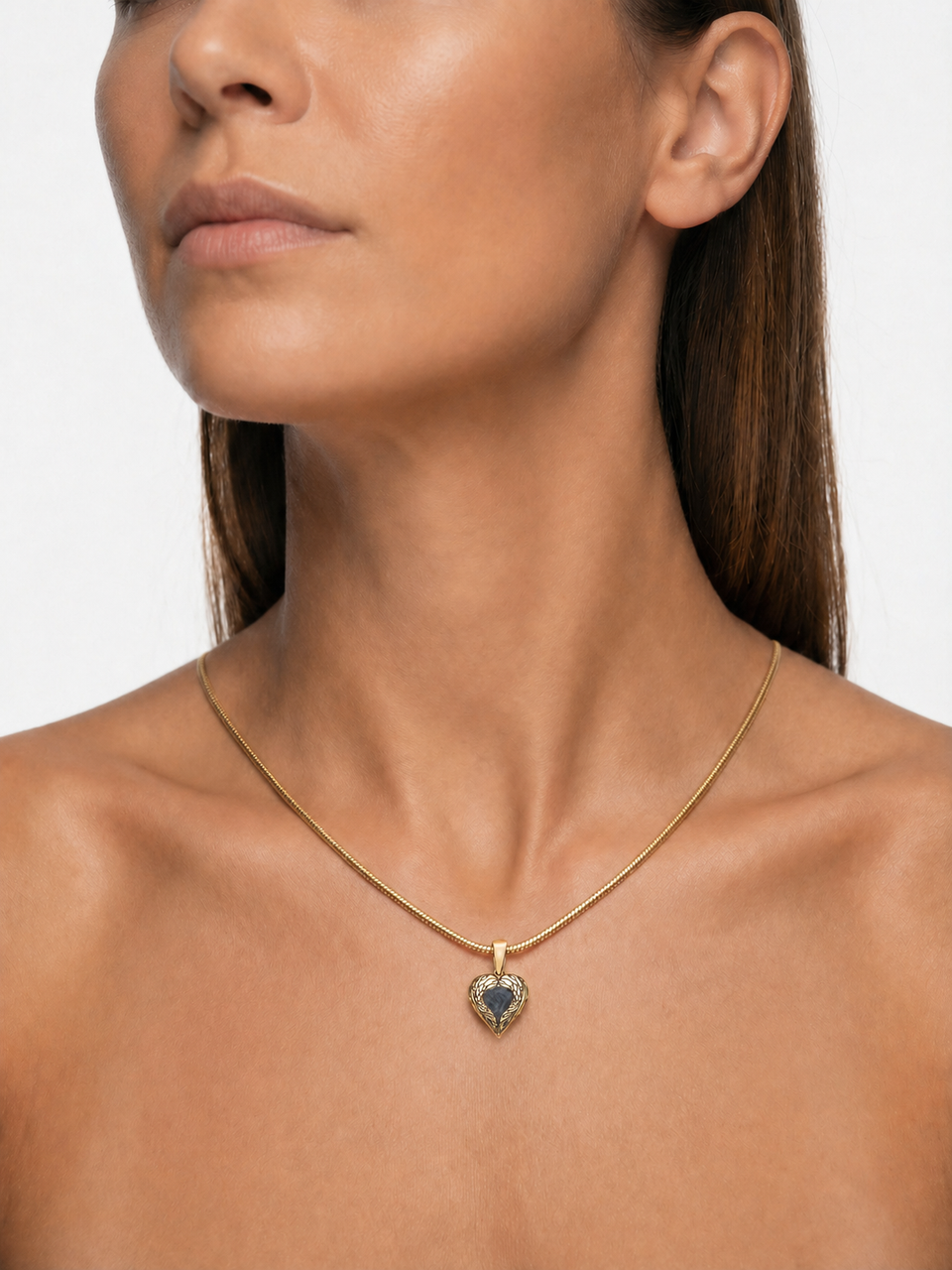 Paradise Black Finish Heart with Aqua Ash Resin Jewelry