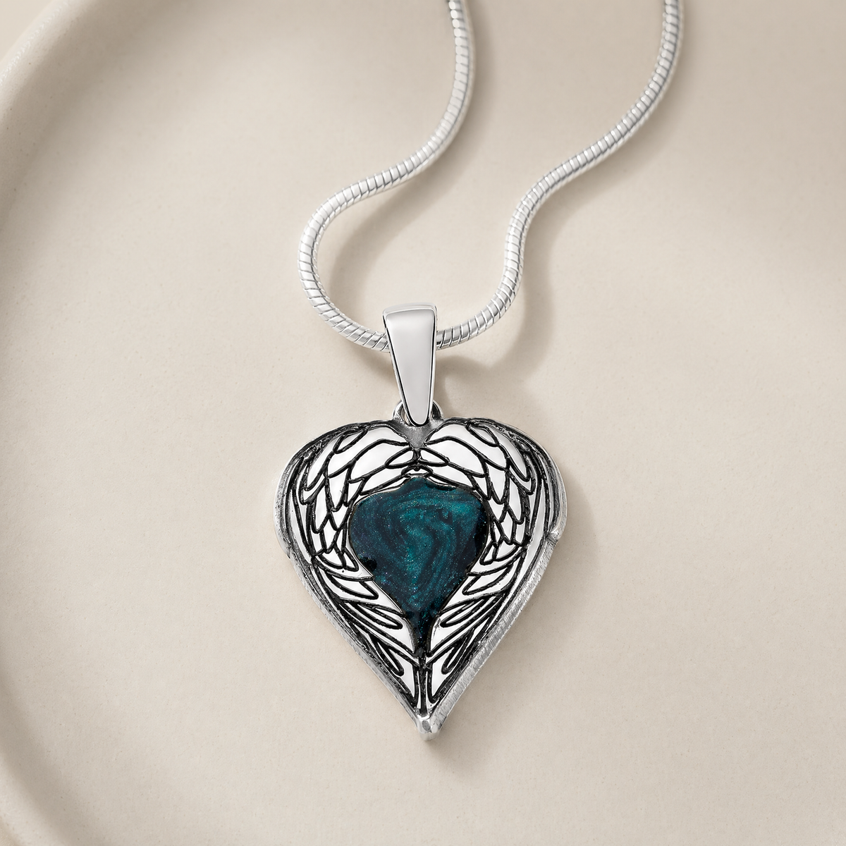Paradise Sterling Silver Heart Ash Resin Jewelry