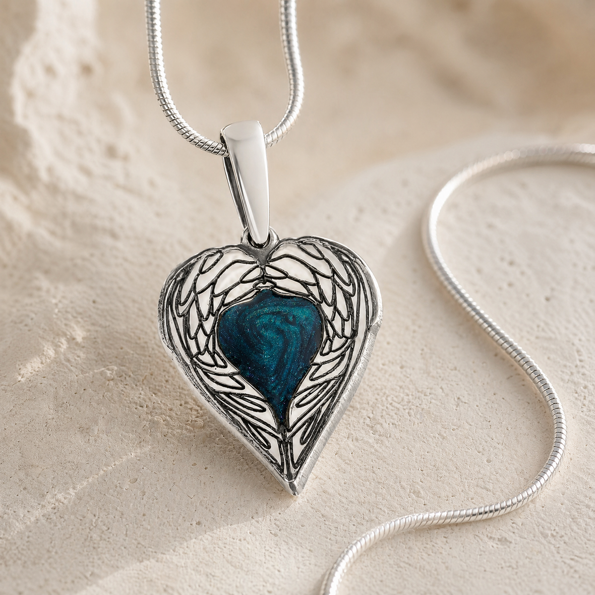 Paradise Sterling Silver Heart Ash Resin Jewelry