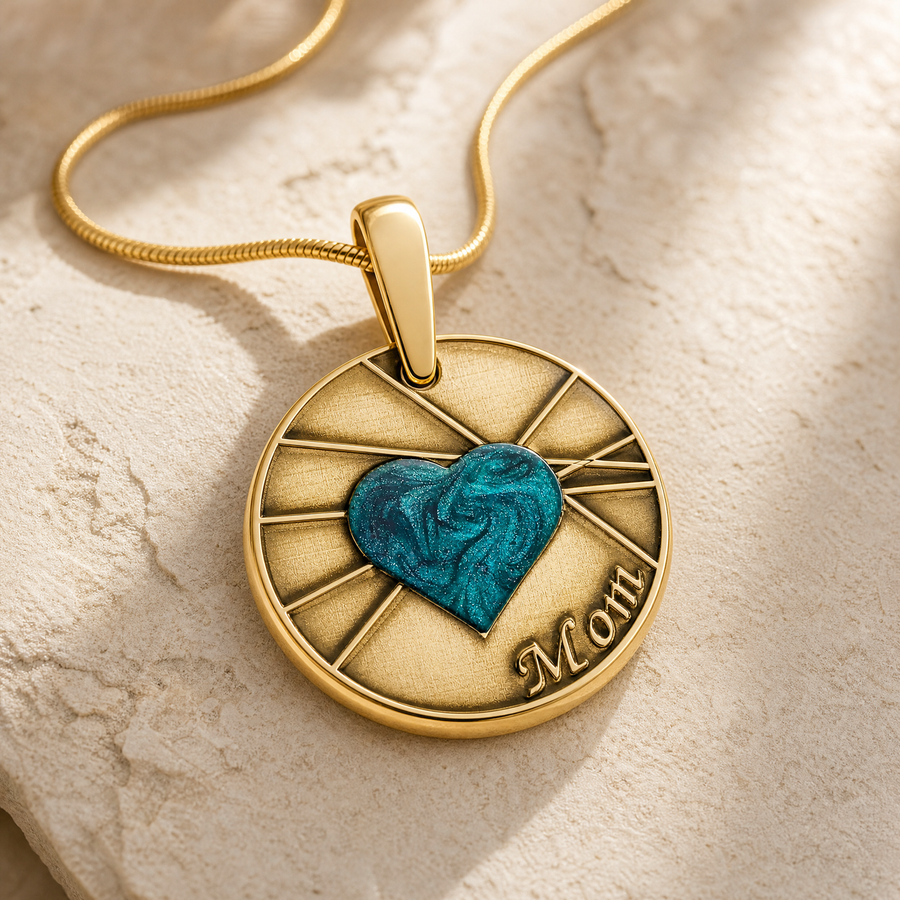Solid 14K Gold Enlightened Round with Vert Ash Resin Jewelry