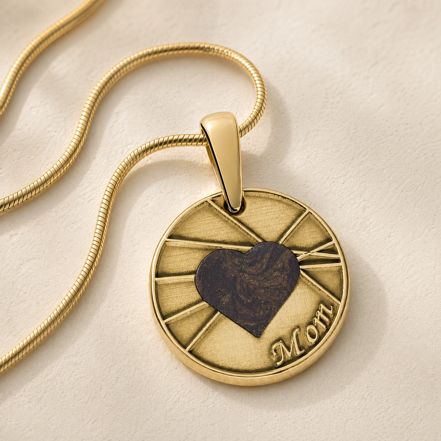Solid 14K Gold Enlightened Round Ash Resin Jewelry