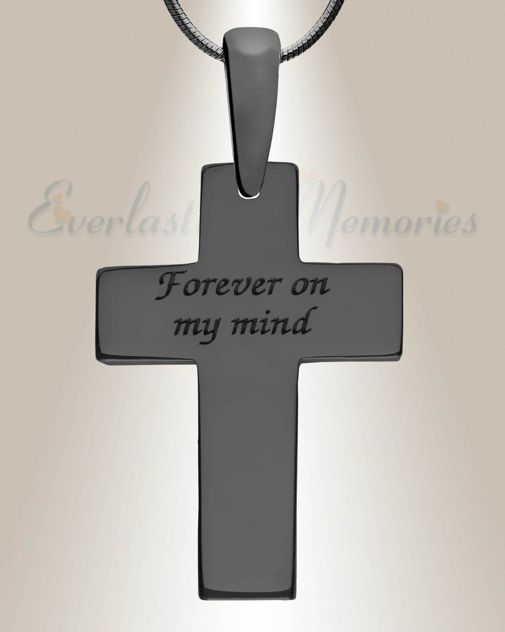 Cultured Cross Black Finish with Black Flame Opal Ash Resin Jewelry