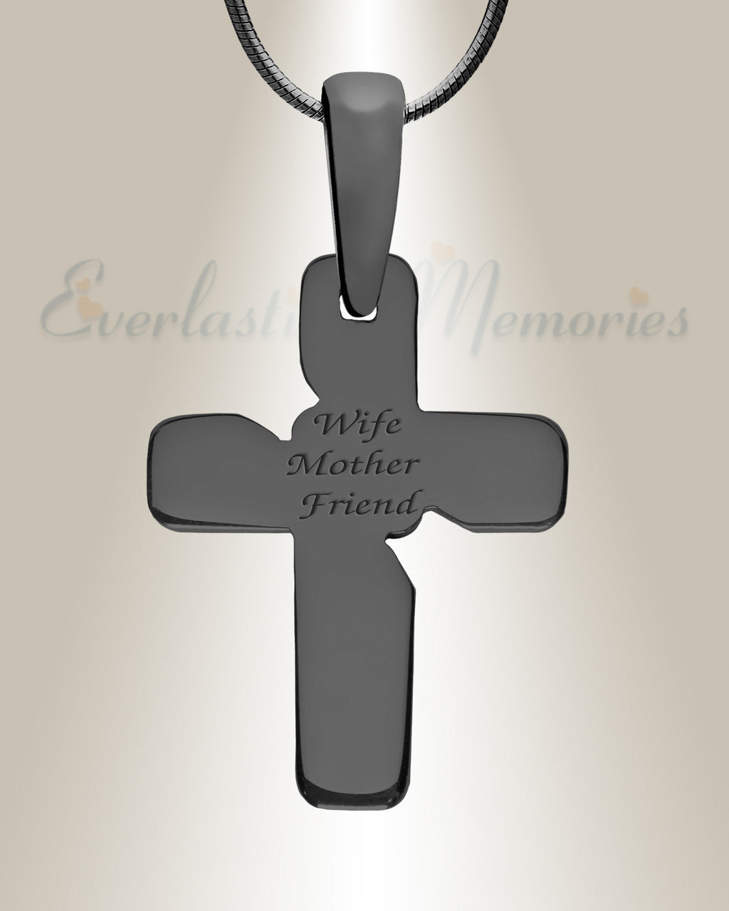 Honoring Cross Black Finish with Opal Blue Waters Ash Resin Jewelry