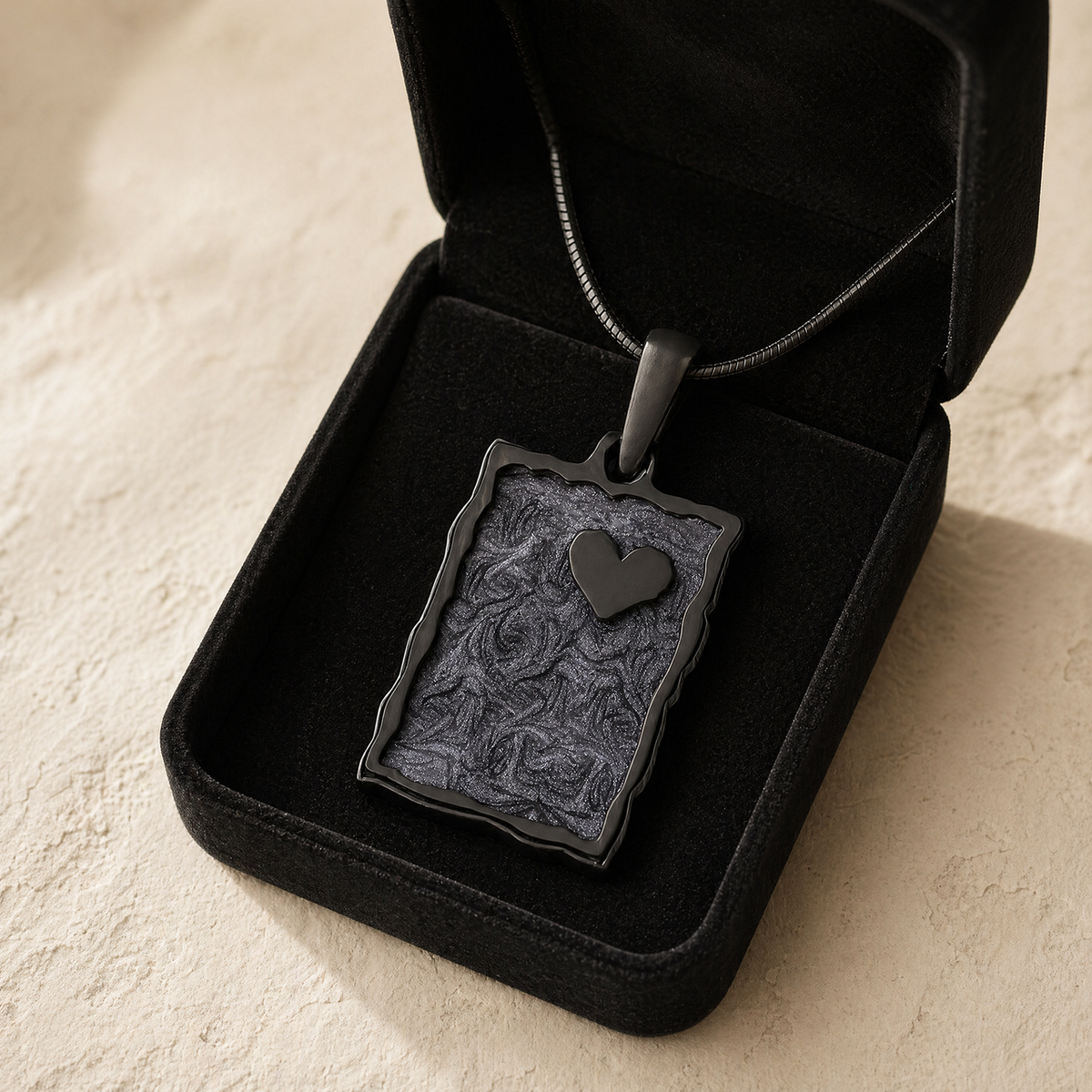 Adored Rectangle Black Finish Ash Resin Jewelry