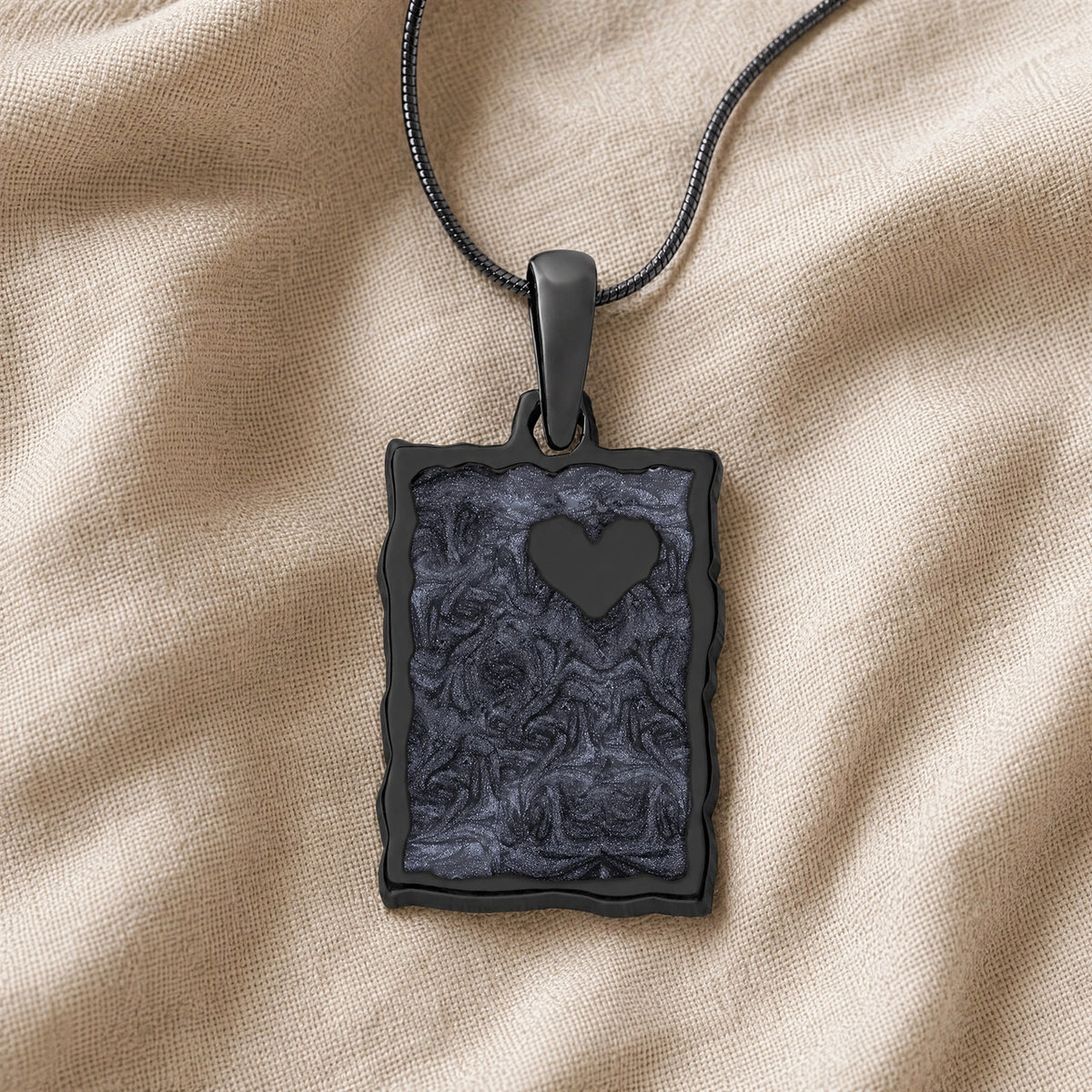 Adored Rectangle Black Finish Ash Resin Jewelry