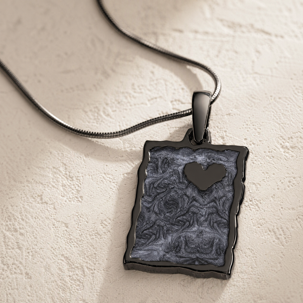 Adored Rectangle Black Finish Ash Resin Jewelry