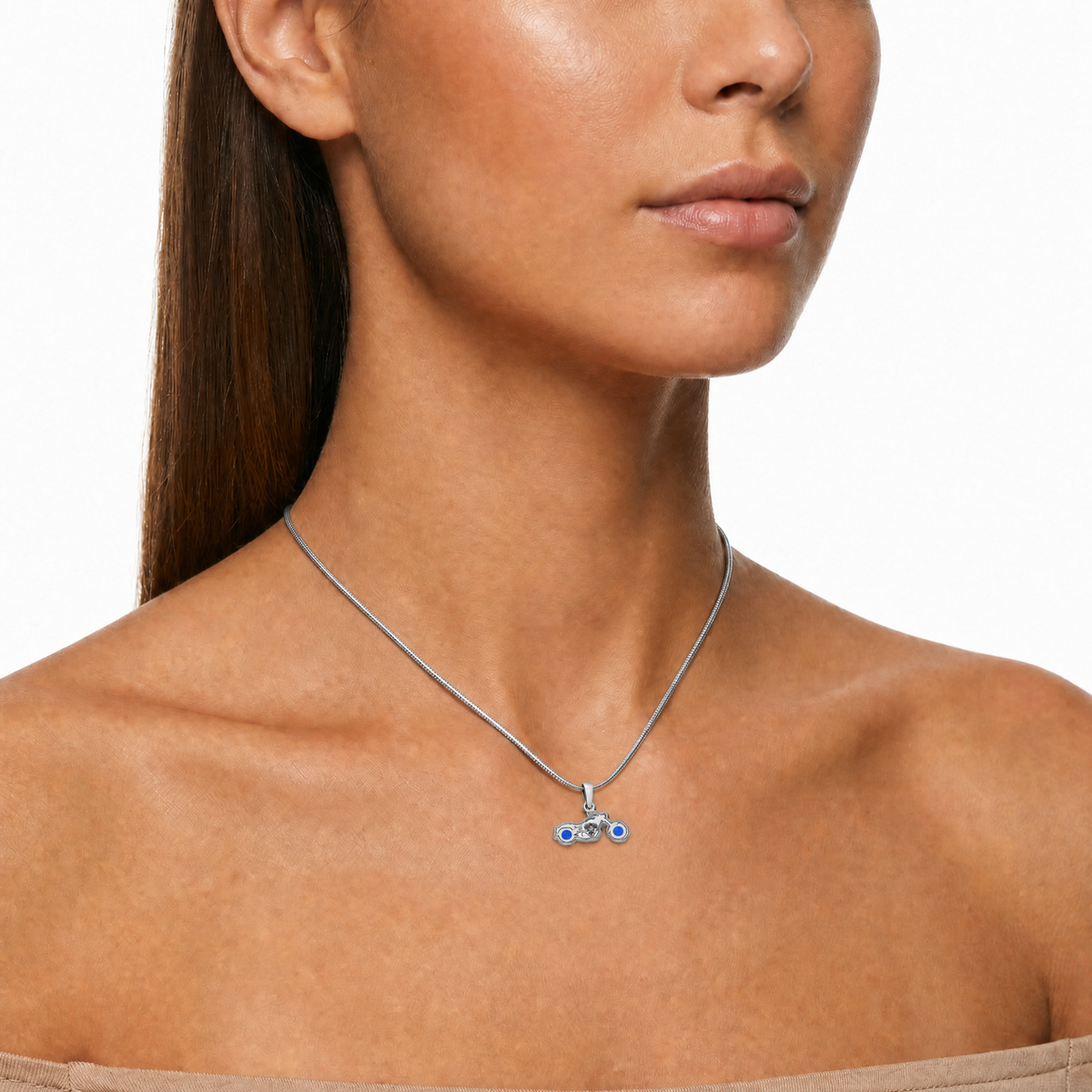 Solid 14K White Gold Riding Along with Crimson Ash Resin Jewelry