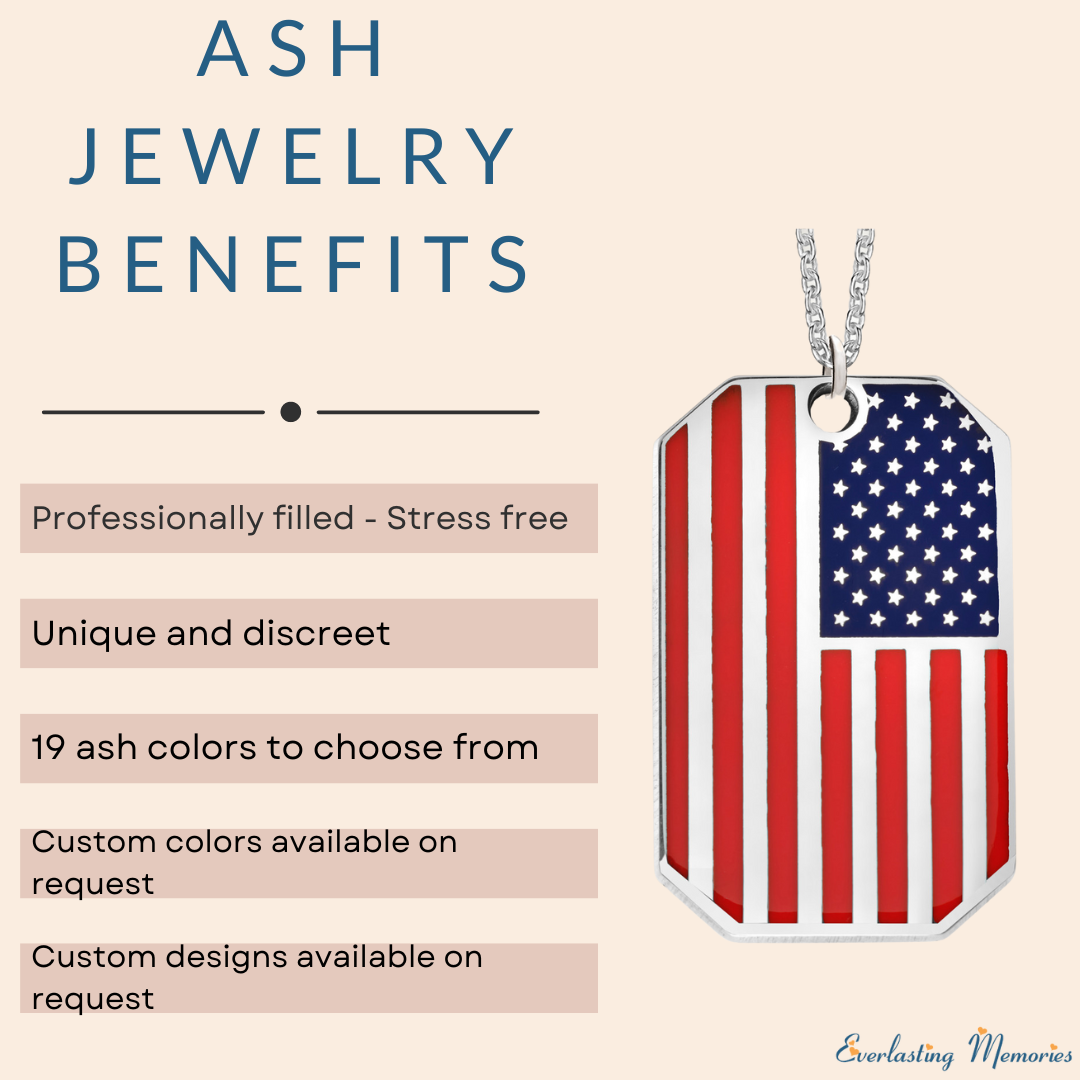 Silver American Flag  Ash Resin Jewelry
