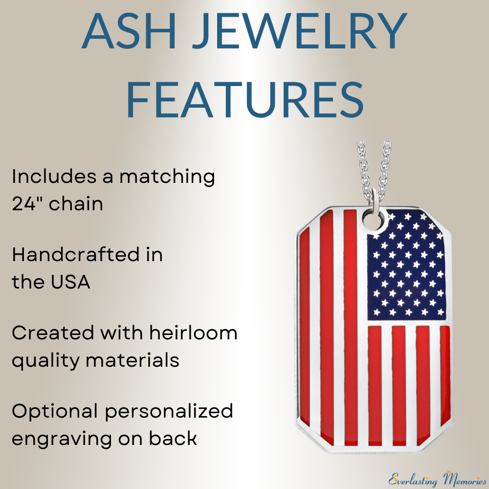 Silver American Flag  Ash Resin Jewelry